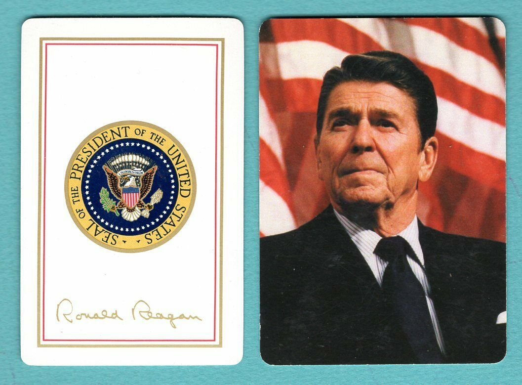 2 Single Swap Playing Cards PRESIDENT RONALD REAGAN SEAL OF USA PHOTO ...