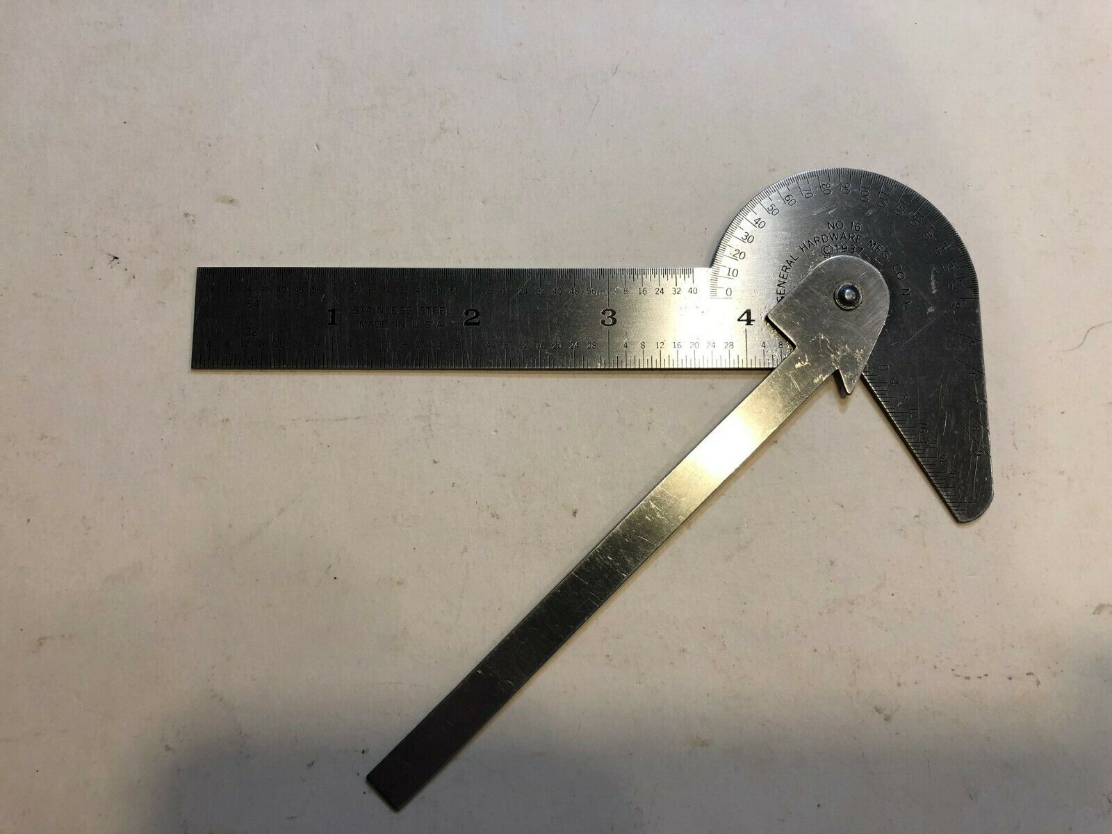 vintage General Hardware USA tools No. 16 rule & gauge layout tool
