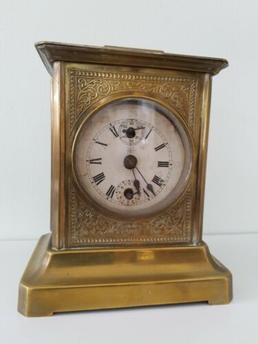 Antique Junghans musical alarm carriage style clock for spares or ...