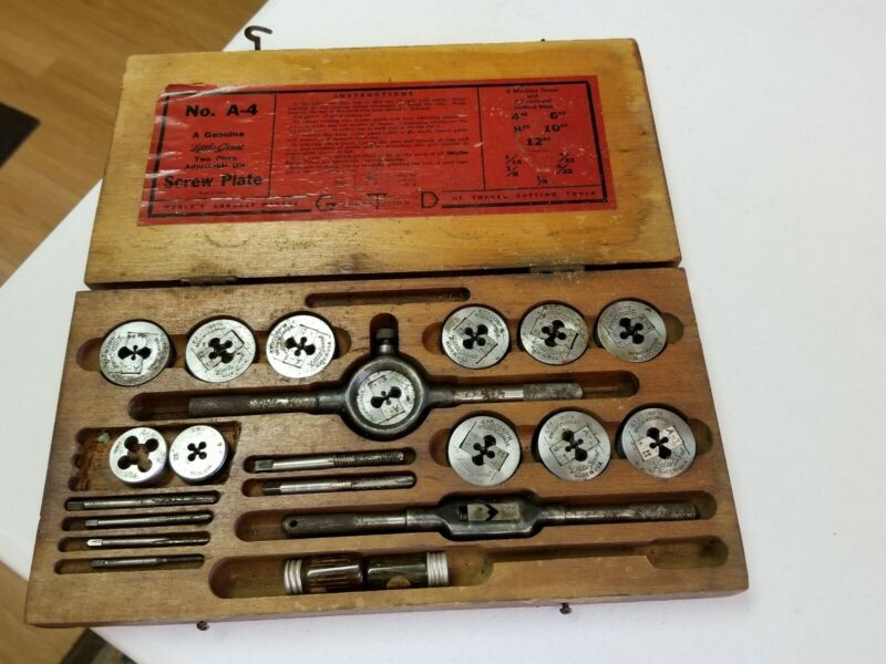 G.T. & D. CO. GREENFIELD A4 TAP AND DIE SET IN ORIGINAL WOOD CASE