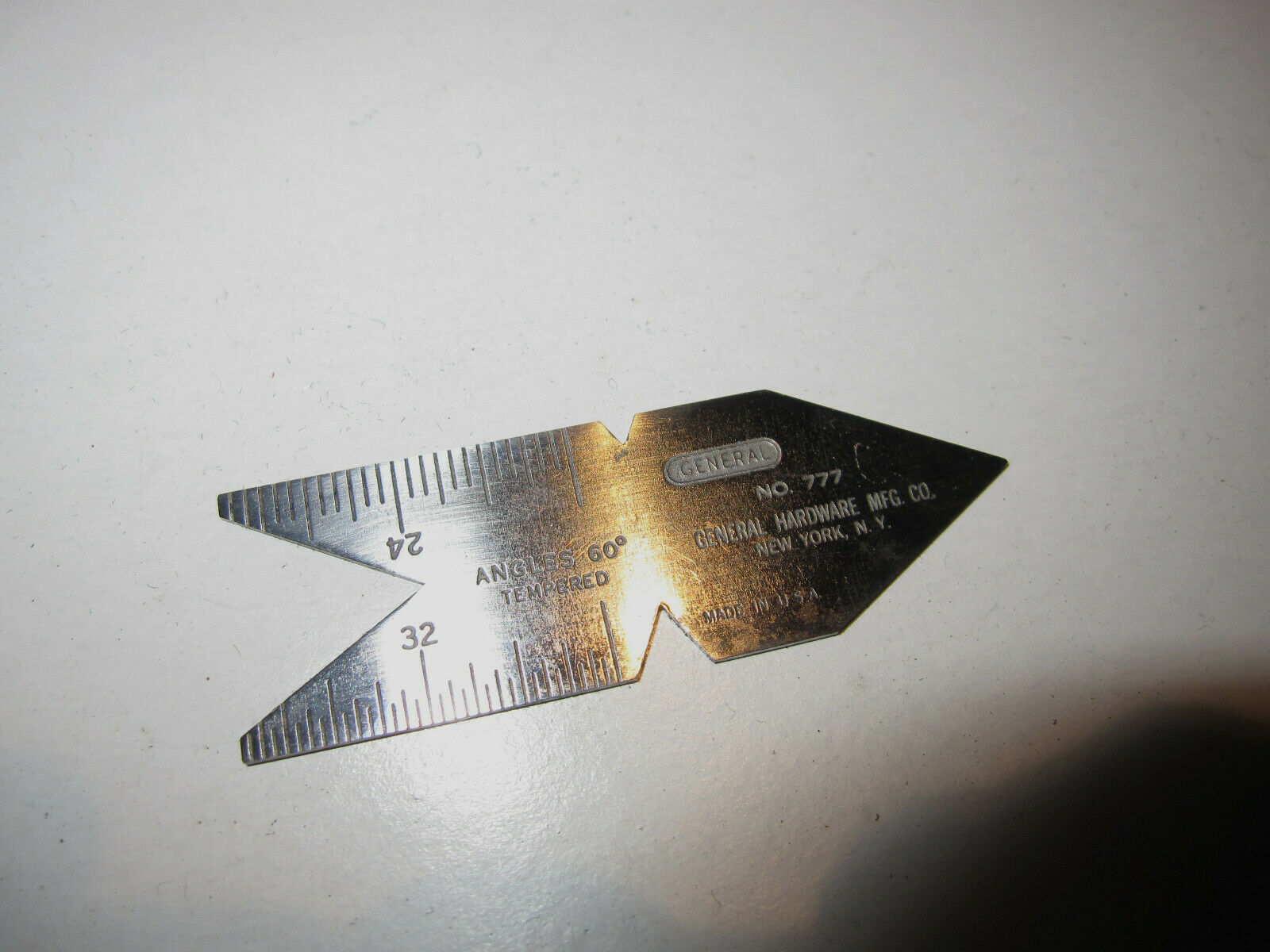 VINTAGE GENERAL HARDWARE MFG. CO. NO. 777 MACHINIST THREAD ANGLE GAUGE