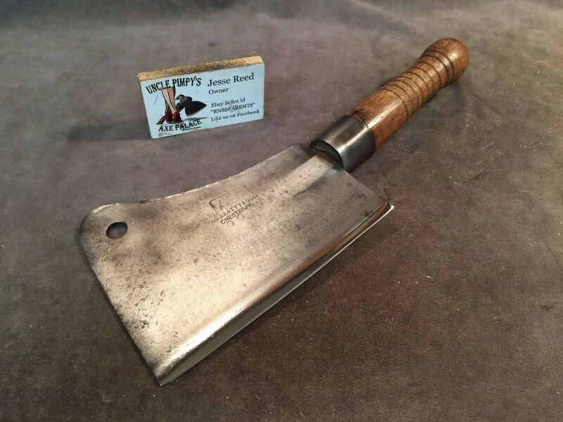 Vintage WM Beatty meat cleaver butcher knife hog splitter kitchen