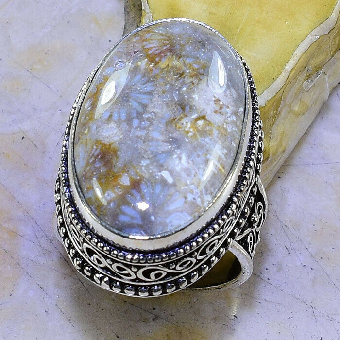 CHRYSANTHEMUM JASPER ANTIQUE DESIGN RING SIZE 8; W55700 Antique