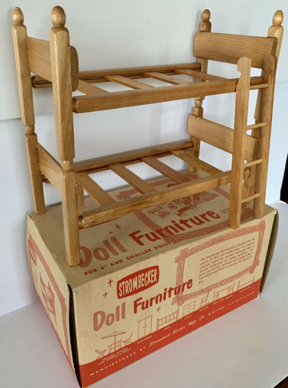 Vintage Strombecker Doll BUNK BEDS & LADDER In Original Box Antique