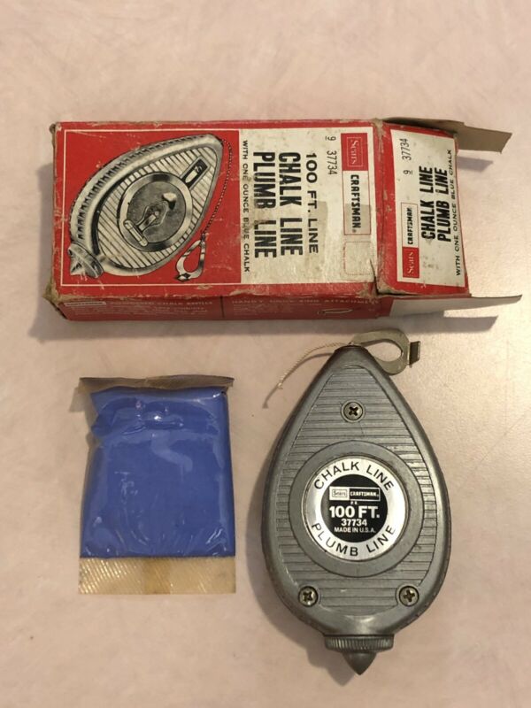 Vintage SEARS Craftsman Chalk Line Plumb Bob 100 ft. 37734 In Box