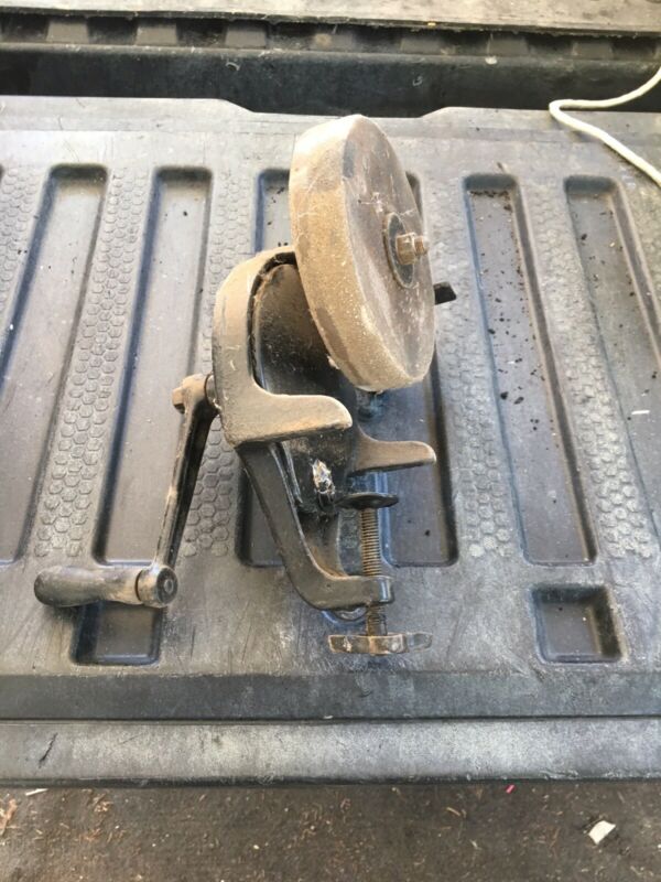 Vtg Hand Crank Bench Grinder Sharpener, Unmarked Possible Craftsman