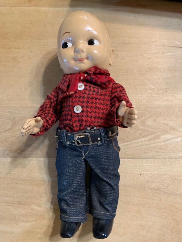 Nice Hard Plastic Buddy Lee Doll In Lee Denim Jeans, Red/Black Shirt ...