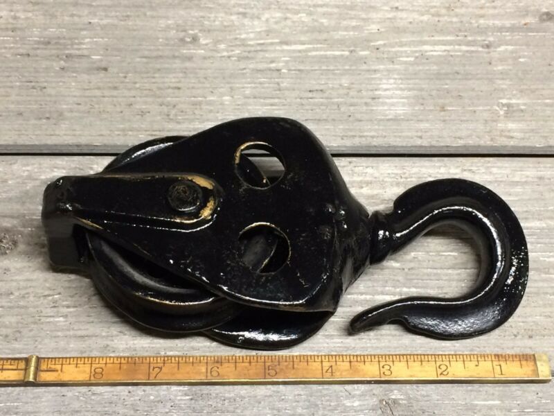 vintage Cast Iron Barn Trolley Pulley Load Block With Hook -- Antique ...