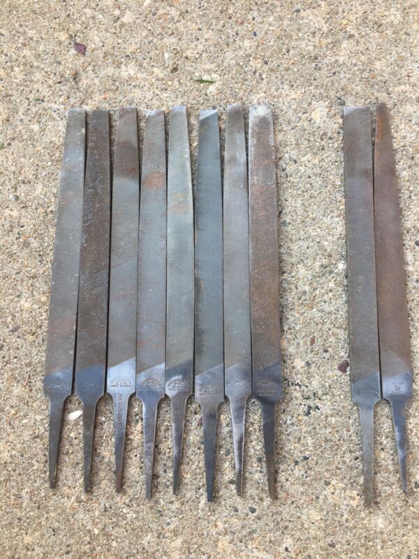OLD USED VINTAGE TOOLS 10 METAL FILES RIFLING BLACKSMITH MILLING