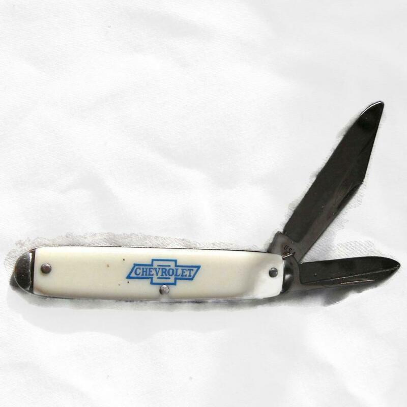 Vintage Chevrolet Folding 2 Blade Pocket Knife 31/2 Inch Long Closed