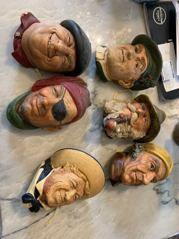 Bosson Head England Chalkware Set Of 6 Antique Price Guide