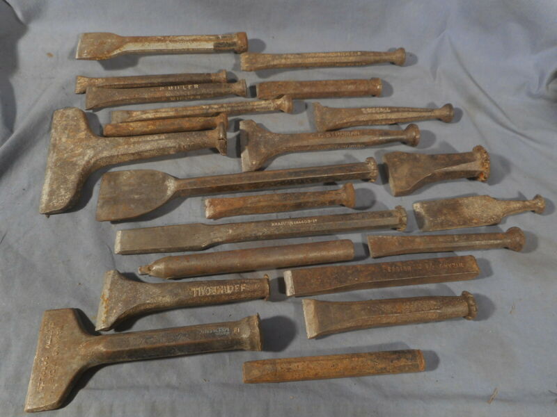 Vintage Masonry Brick Rock Carving Cold Chisel Lot of 22 Stone Mason