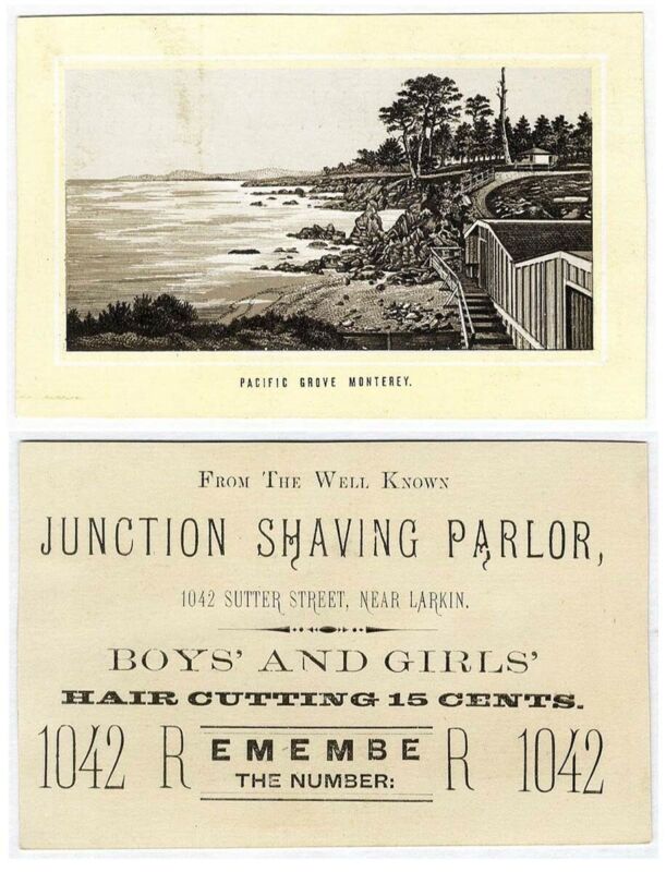 San Francisco JUNCTION SHAVING PARLOR Barber Victorian Trade Card