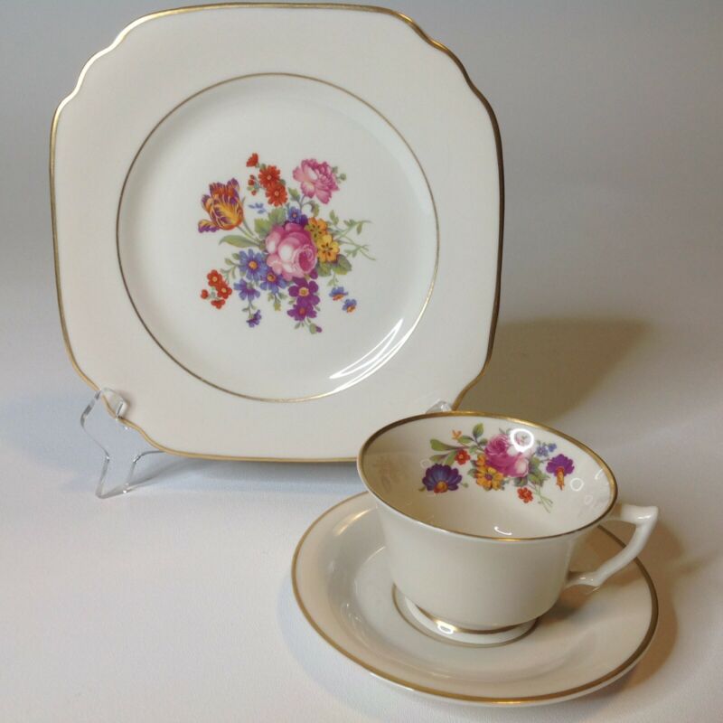Syracuse Old Ivory Vintage Tea Cup, Saucer, Plate Set Antique Price