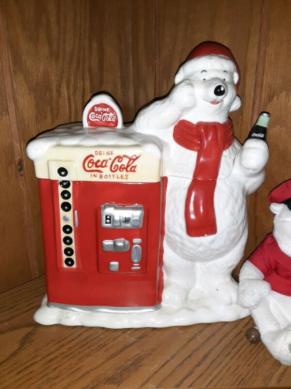 COCA COLA POLAR BEAR Ceramic Cookie Jar with Classic Coke Vending