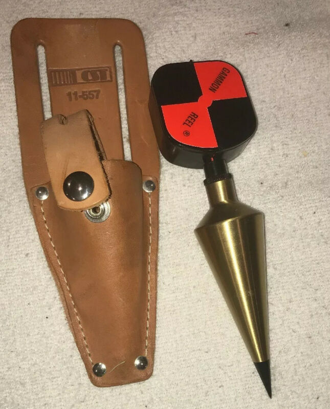 VTG BRASS PLUMB BOB WITH GAMMON REEL SURVEYOR MASON LEVEL TOOL IN