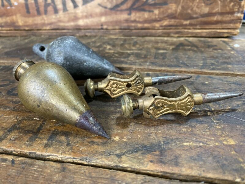 T14 Vintage Plumb Bob Lot Of Plumb Bobs And Drafting Tools 1800s Antique Price Guide Details 
