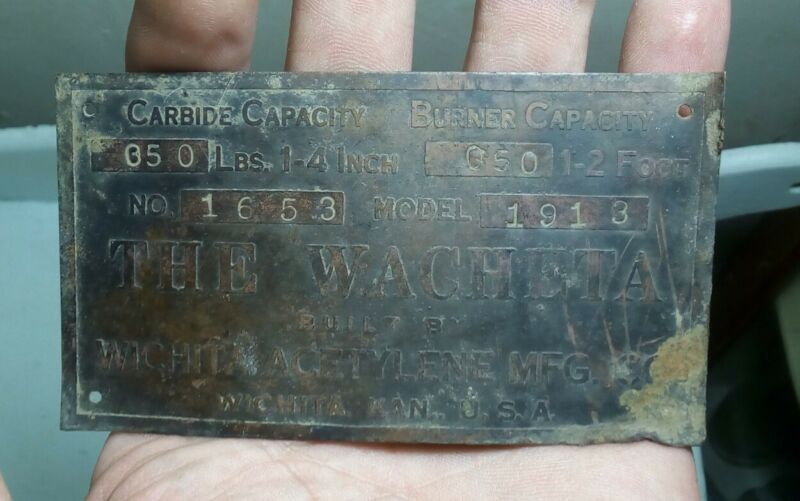 Antique Dug Brass Name Tag Face Plate The Wacheta Model 1913 Wichita