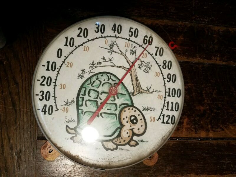 Vintage 12 " TURTLE Thermometer Original Jumbo Dial Ohio USA GARDEN