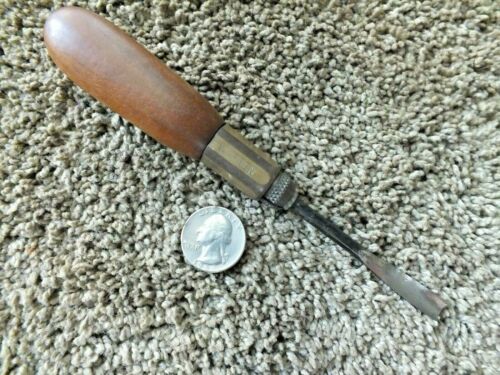 VINTAGE WARREN WOOD CHISEL GOUGE NICE COND BRASS FERREL INTERCHANGEABLE ...