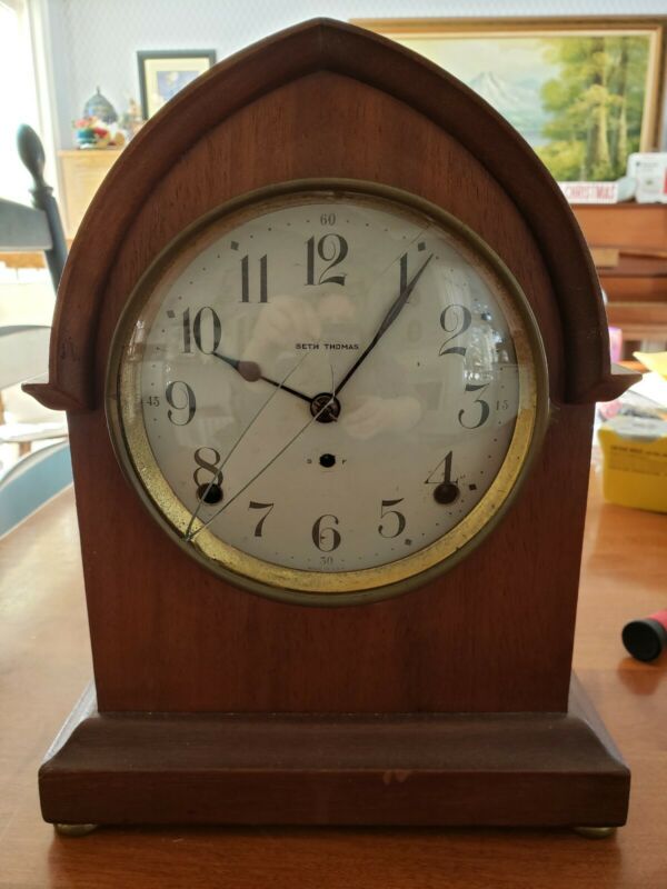 Antique SETH THOMAS Mahogany Gothic Beehive Mantel Shelf Clock