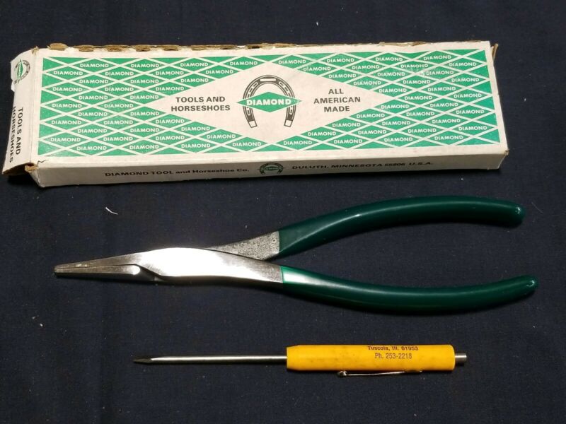 Diamond tool Pliers DB58P long reach duck bill 8" Vintage Horseshoe