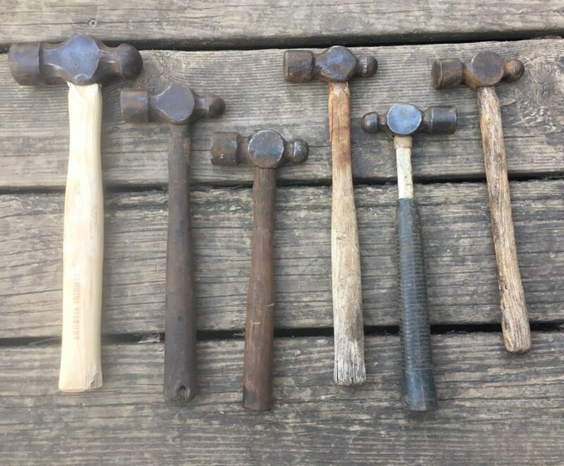 OLD USED VINTAGE TOOLS BALL PEIN PEEN CROSS PEIN HAMMERS BLACKSMITH