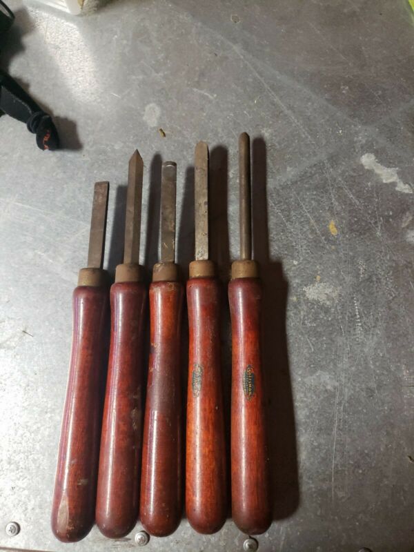 VINTAGE CRAFTSMAN PROFESSIONAL 5 PIECE WOOD TURNING TOOLS 2855 LATHE