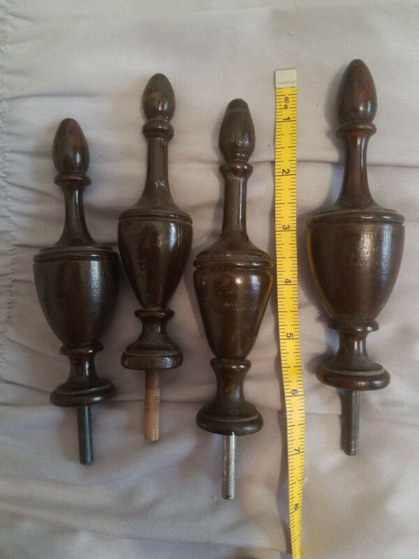 Bed Finials 4 Poster Vintage Antique Dark Wood Antique Price Guide Details Page