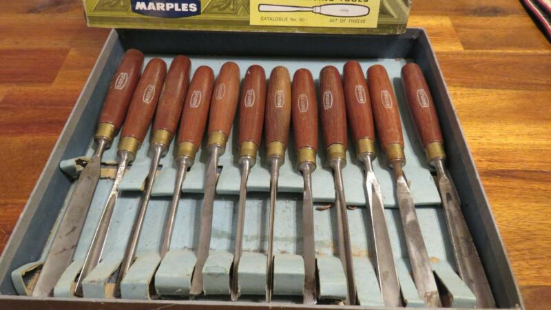 Set of 12 Marples Wood Carving Gouges in Original Box, Good Overall ...