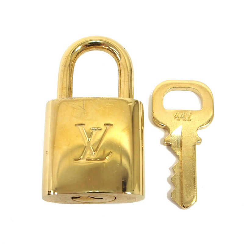 Auth LOUIS VUITTON Padlock ＆ Key Padlock Set Gold Metallic Antique