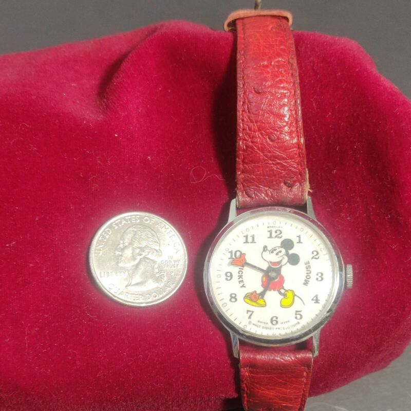Mickey Mouse Bradley Wind Up Wristwatch - Red Band - Walt Disney Watch