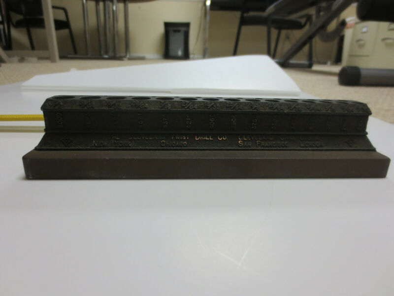 Antique Cast Brass Cleveland Twist Drill Co. Bench Top Drill Bit Holder