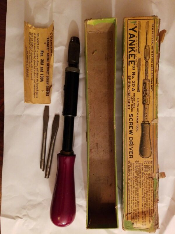 Japanned Yankee North Bros. 30A Spiral Ratchet Screwdriver With Box