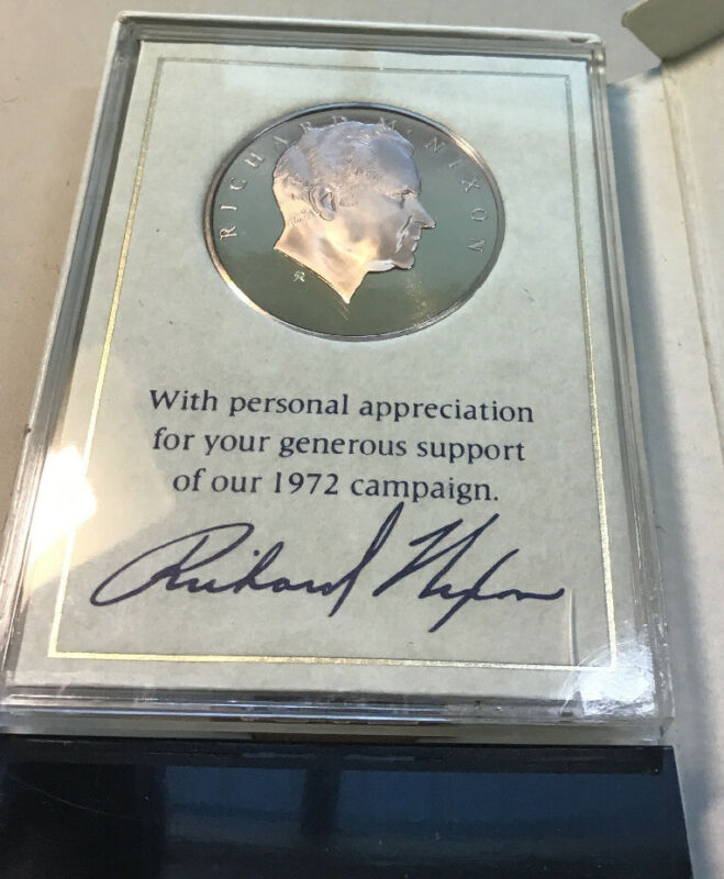 1972 RICHARD NIXON SOLID BRONZE COIN CAMPAIGN MEDAL FRANKLIN MINT