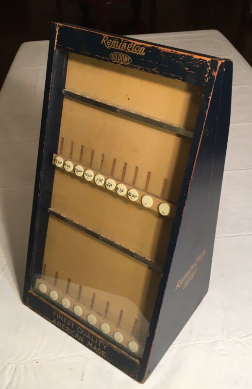 REMINGTON Knife WOODEN STORE DISPLAY CASE Slant Front 11” x 20