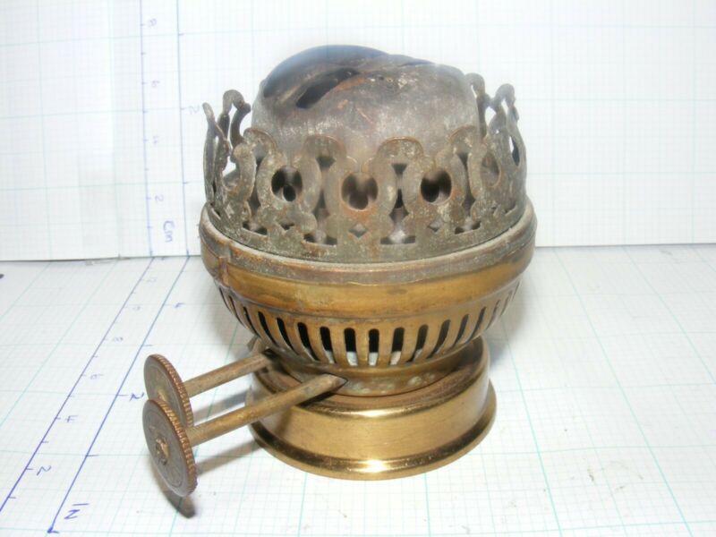 Large Antique Flash (Slough) Brass Double Wick Oil Lamp Burner C/W