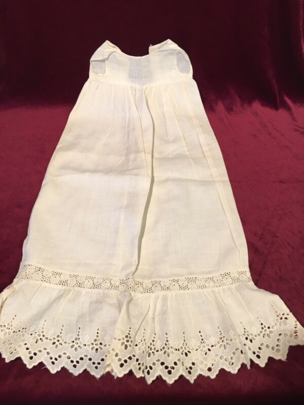 ANTIQUE Victorian Edwardian Child Baby Doll DRESS White Big Lace Ruffle ...