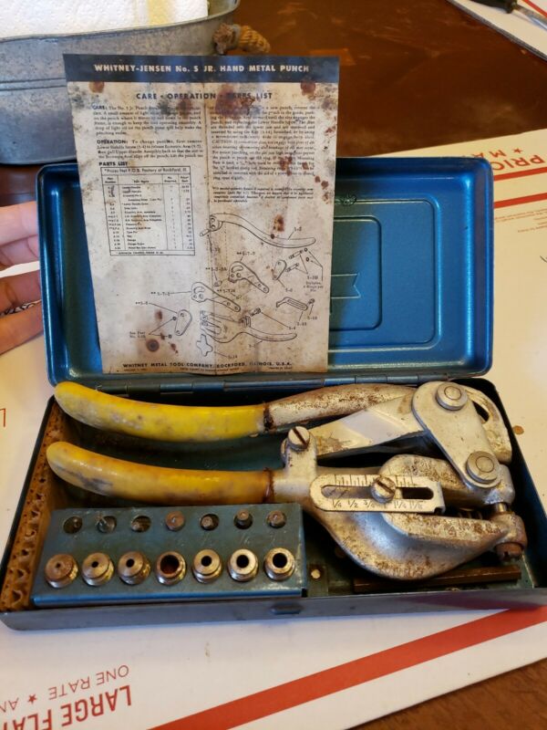 WHITNEY JENSEN Punch No. 5 Jr Sheet Metal Hand Punch Tool w/ 7 Punches