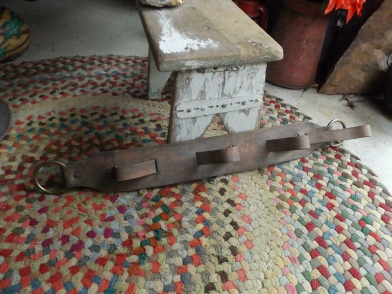 Old Primitive Vintage or Antique Horse Tack Piece With Brass Ring Ends