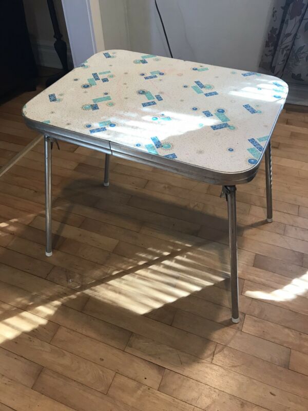 Retro Vintage Chrome 1970''s Child size Formica Top Folding Table Antique Price Guide Details
