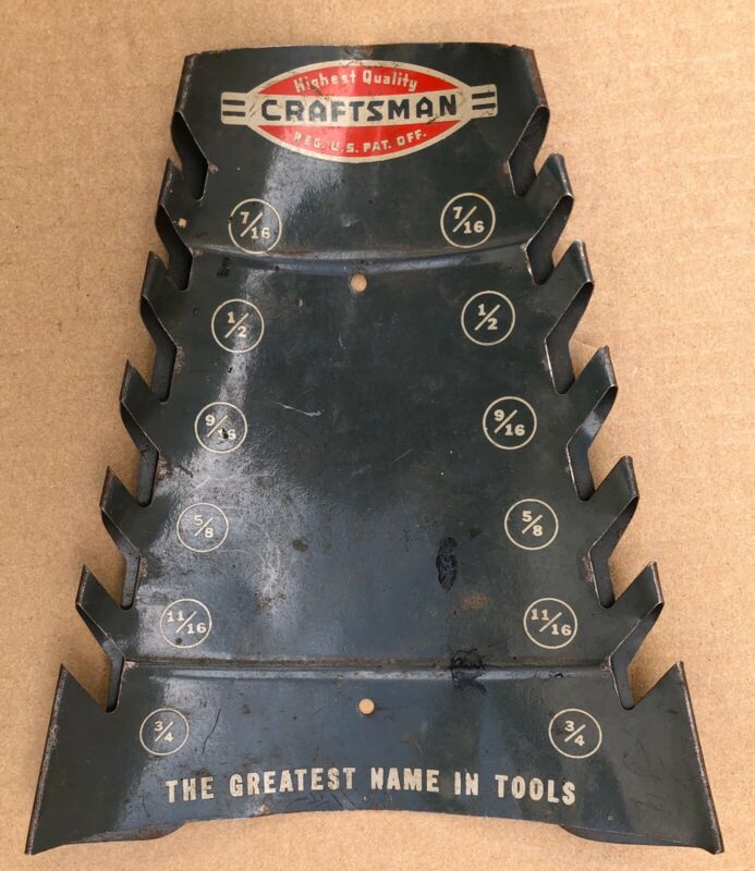 Vintage CRAFTSMAN Wrench Display Rack Stand Wrenches 7/16"3/4" ca 1950
