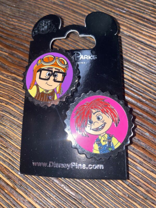 Disney Parks Pixar Up Carl And Ellie Bottle Caps Pins Grape Soda Club 2 