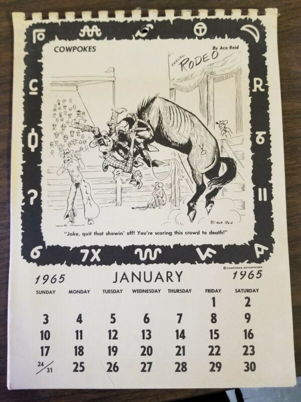 Cowpokes By Ace Reid 1969 Vintage Calendar Antique Price Guide