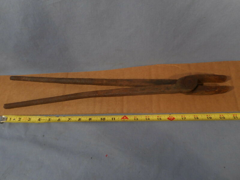 ANTIQUE 201/2" BLACKSMITH TONGS Vintage FIRE TONGS Antique