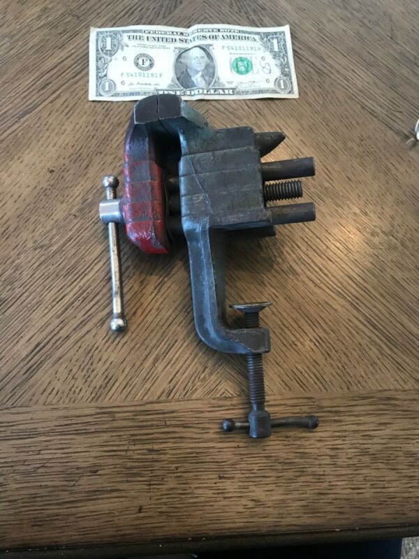 Small Antique Vintage Jewelers Bench Vise w/ Anvil Portable ClampOn