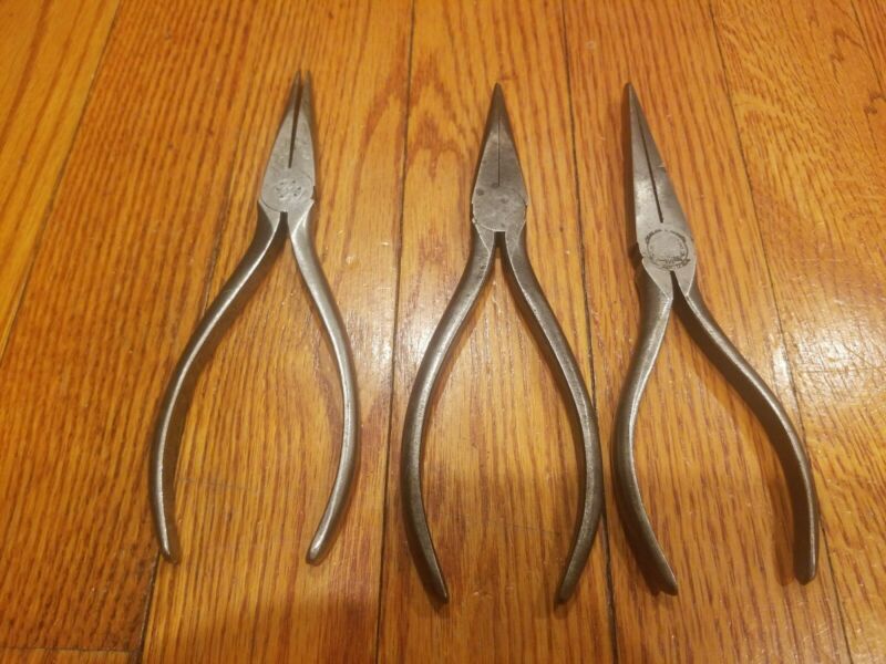 3 Vintage M. Klein And Sons Needle Nose Pliers Mechanics Tools