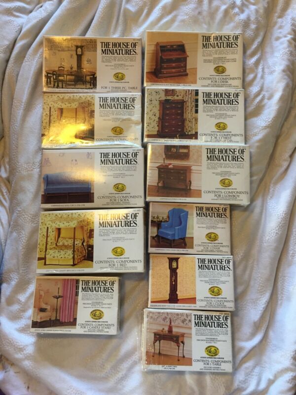 Lot of 9 Vintage Xacto The House of Miniatures Dollhouse Furniture Kits