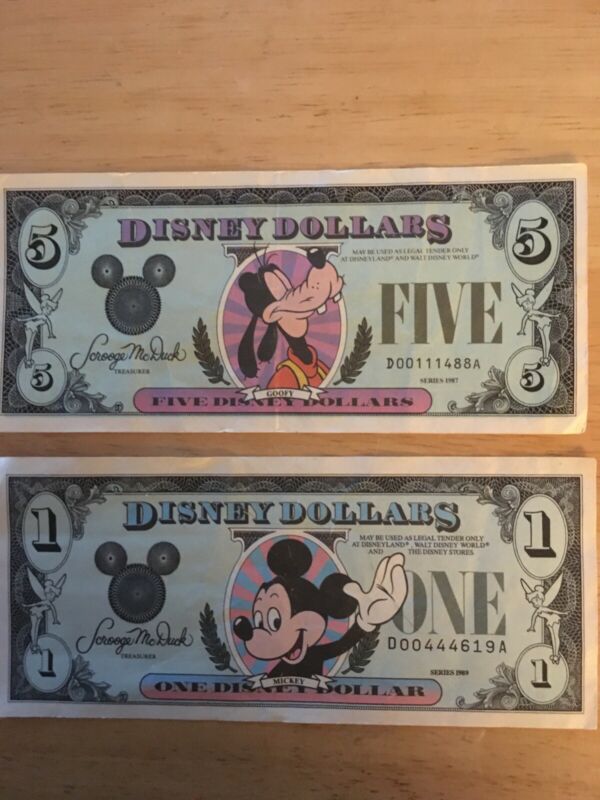 circulated-disney-dollars-goofy-5-1987-series-mickey-1-series-1989-antique-price-guide