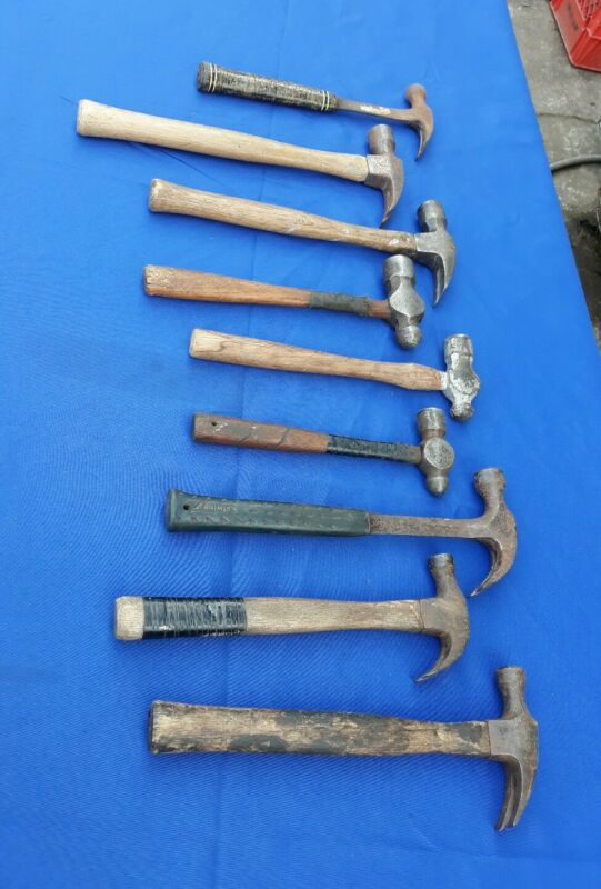 Lot of 6 Claw and 3 Ball Peen Hammers True Temper Dynamic Estwing